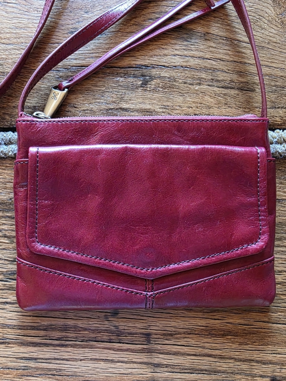 Hobo Leather Crossbody Bag in Deep Berry